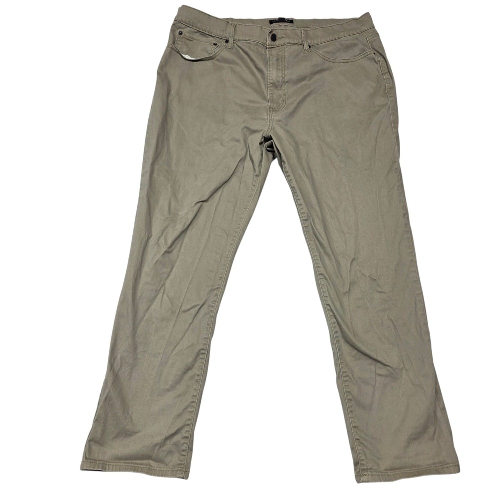 Lucky Brand 121 Slim Straight Mens 40x30 Tan Khaki Chino Jeans Cotton Stretch